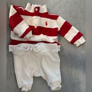 Ralph Lauren Baby Set in Red and White - 3 month